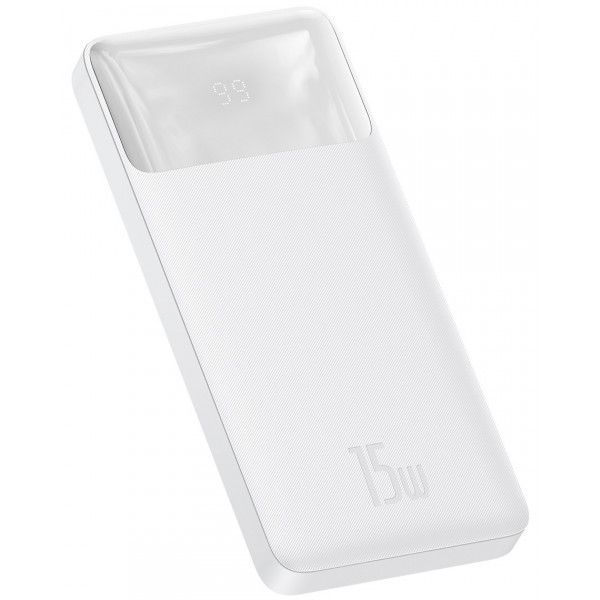 Baseus Bipow 10000 mAh 15W Digital Display 2USB/1Type-C 3 A білий Power bank, портативна батарея