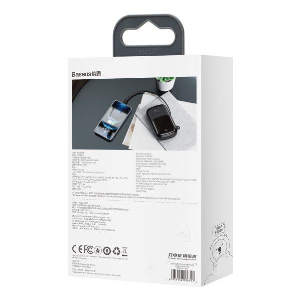 Baseus 20000 mAh 20W с быстрой зарядкойQ Pow Quick Charge Портативный + кабель Lightning для iPhone/iPad/Samsung//Huawei Черный