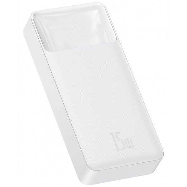 Портативна батарея Baseus Bipow Digital Display 20000mAh 15W з підтримкою швидкого заряджання 2USB/1Type-C. QC. Білий