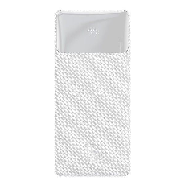 Baseus Bipow Digital Display 20000 mAh 15W з підтримкою швидкого заряджання 2USB/1Type-C. QC. Білий