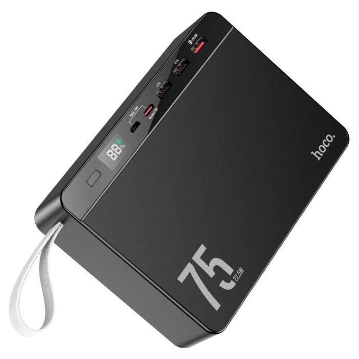 Hoco J94 75000 mAh | 3USB/1Type-C, PD/QC, 3A/22.5W | black із швидкою зарядкою