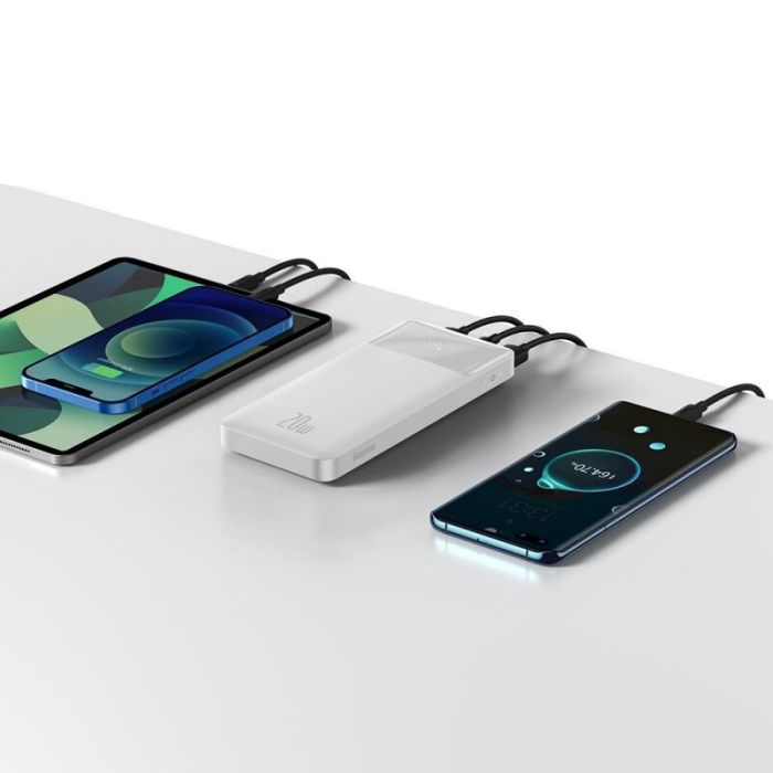 Power Bank Baseus Bipow Digital Display (PPDML-L02) White, 10000 mAh, QC3.0/PD/SCP, 20W, LED display, Box