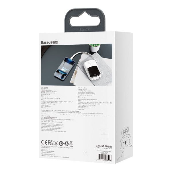 Baseus 20000 mAh 20W с быстрой зарядкойQ Pow Quick Charge Портативный + кабель Lightning для iPhone/iPad/Samsung//Huawei Белый