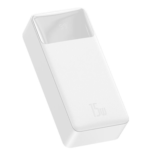 Power Bank Baseus Bipow Digital Display (PPDML-K02) White, 30000 mAh, SCP, 15W, LED display, Box