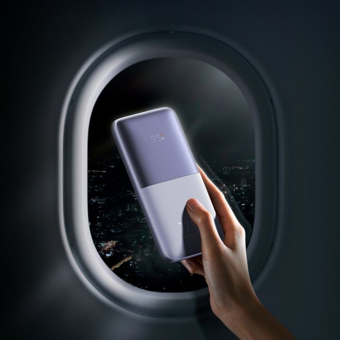 Baseus Bipow Pro + кабель USB to Type-C, 0.3 метра (3A, 20000 mAh, 22.5Вт, Type-C x 2 USB-A, QC 3.0) - Лавандовий