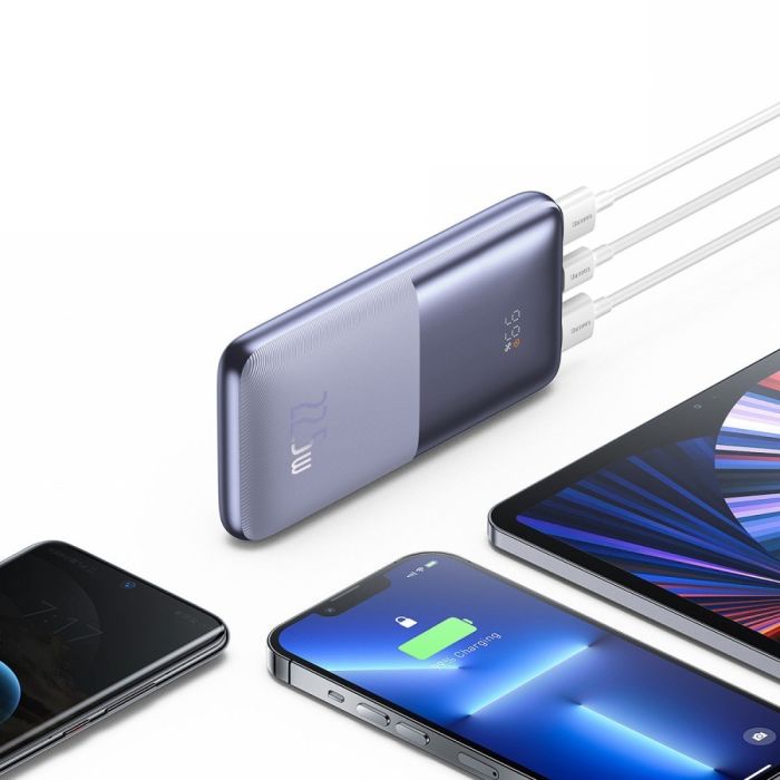 Baseus Bipow Pro + кабель USB to Type-C, 0.3 метра (3A, 20000 mAh, 22.5Вт, Type-C x 2 USB-A, QC 3.0) - Лавандовий
