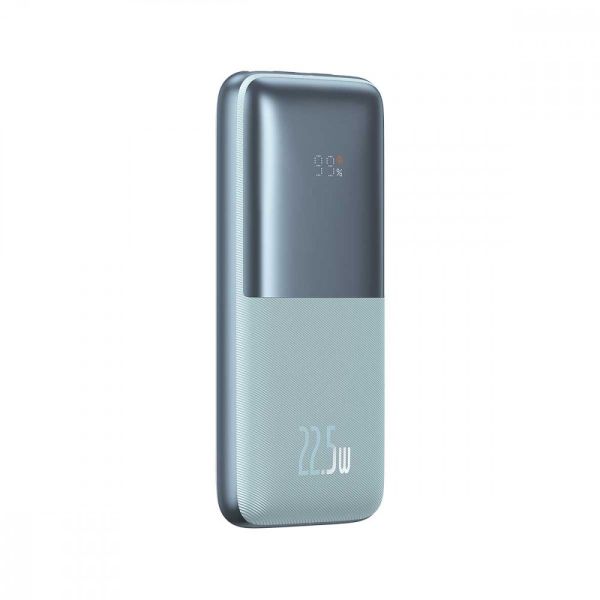 Повербанк Baseus Bipow Pro + кабель USB для Type-C, 0.3 метра (3A, 20000 мАг, 22.5Вт, Type-C x 2 для USB-A, QC 3.0, швидка зарядка) - Блакитний