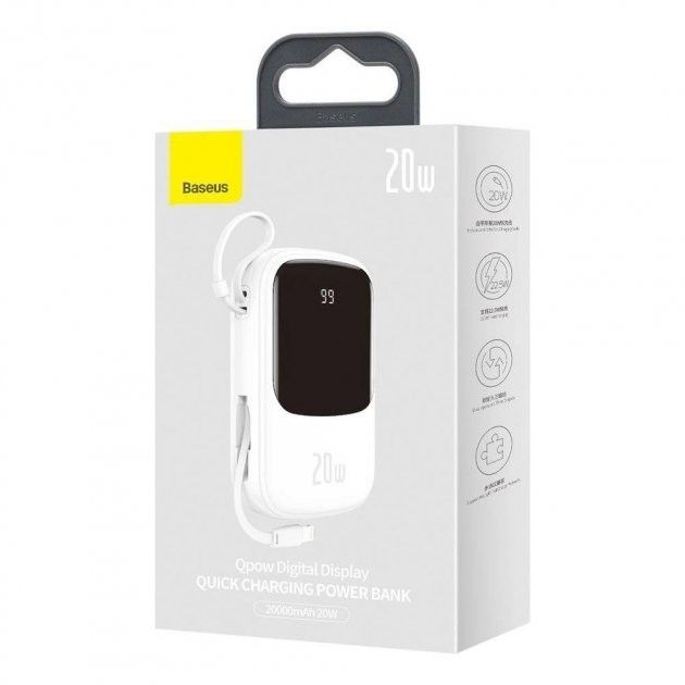 Baseus  Qpow Digital Display Quick 20000 mAh 20W Type-C Cable PPQD-H02 White
