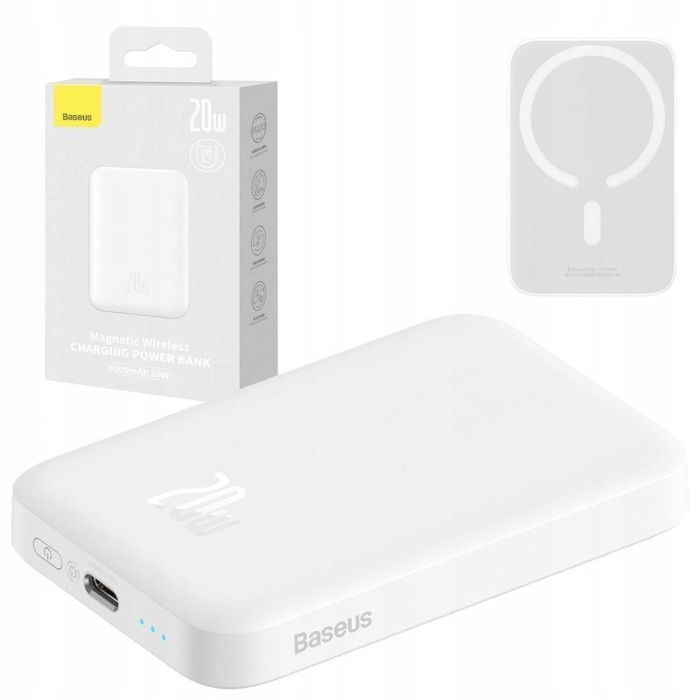 Baseus Magnetic 20W 6000 mAh для iPhone Білий