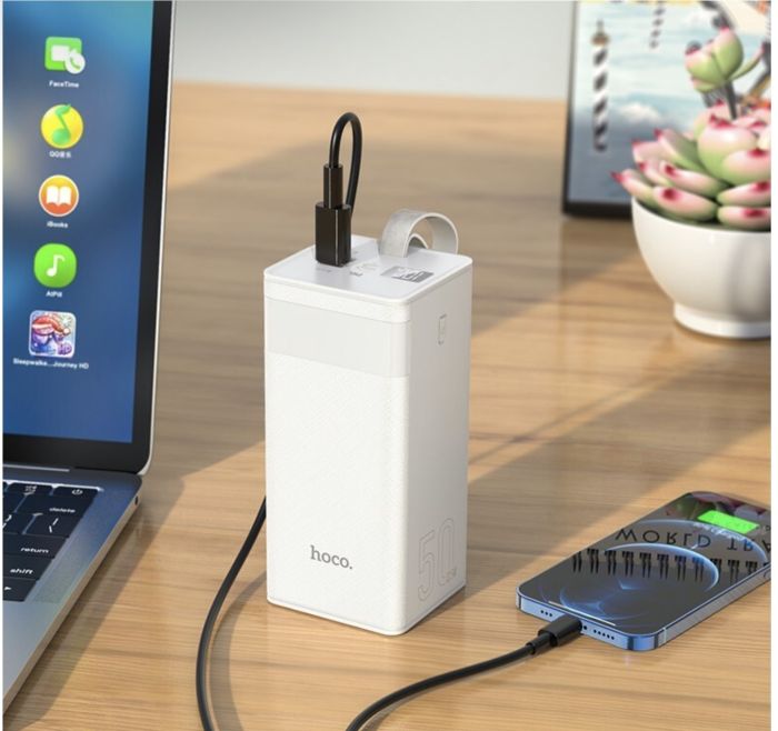 Hoco J86A 22.5W 50000 mAh (зі швидкою зарядкою та ліхтариком) білий