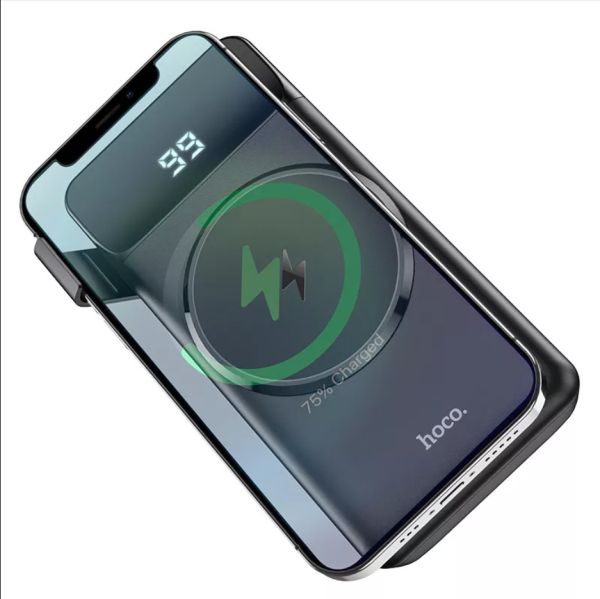 Повербанк Hoco J76 Bobby Magnetic 15W QC22.5W 10000 mAh з бездротовою зарядкою чорний