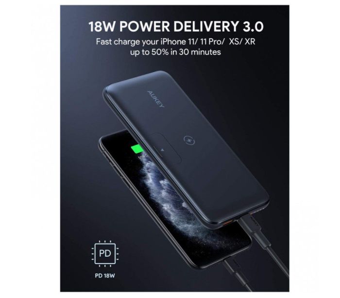 Aukey PBWL02 10000 mAh Wireless Qi, PD/QC 3.0