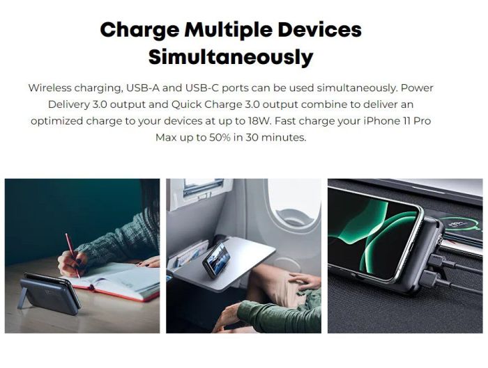 Aukey PBWL03 20000 mAh Wireless Qi, PD/QC 3.0