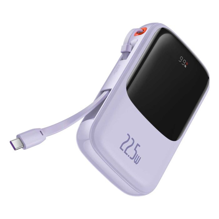 Baseus Qpow Pro Digital Display Fast Charge 20W з вбудованим кабелем Type-C на 10000 mAh (PPQD020105) Purple