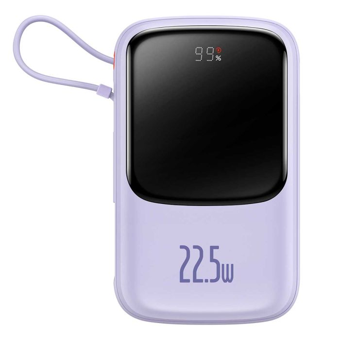 Baseus Qpow Pro Digital Display Fast Charge 20W з вбудованим кабелем Type-C на 10000 mAh (PPQD020105) Purple