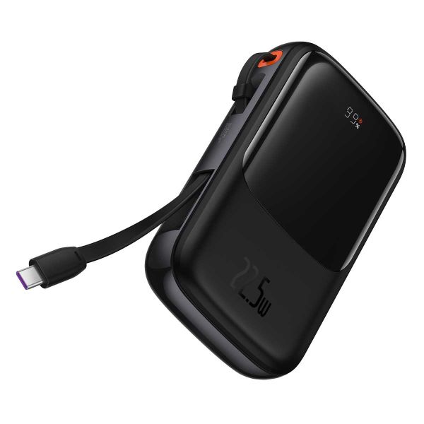 Power Bank Baseus Qpow Pro Digital Display Fast Charge 20W з вбудованим кабелем Type-C на 10000mAh (PPQD020101) Black