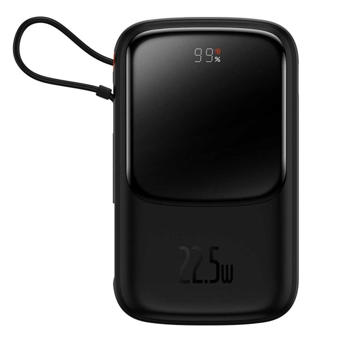 Baseus Qpow Pro Digital Display Fast Charge 20W з вбудованим кабелем Type-C на 10000 mAh (PPQD020101) Black