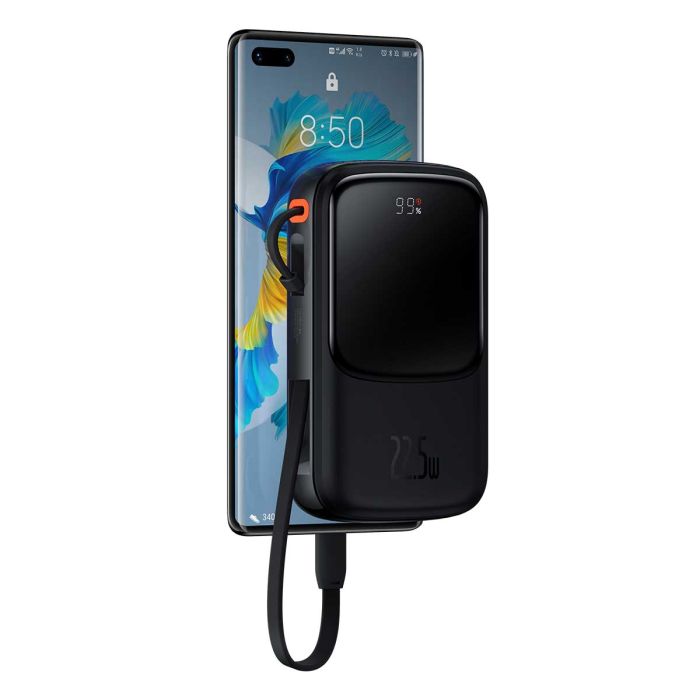 Baseus Qpow Pro Digital Display Fast Charge 20W з вбудованим кабелем Type-C на 10000 mAh (PPQD020101) Black
