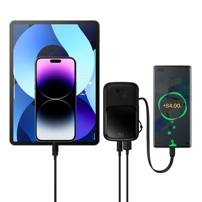 Baseus Qpow Pro Digital Display Fast Charge 20W з вбудованим кабелем Type-C на 10000 mAh (PPQD020101) Black