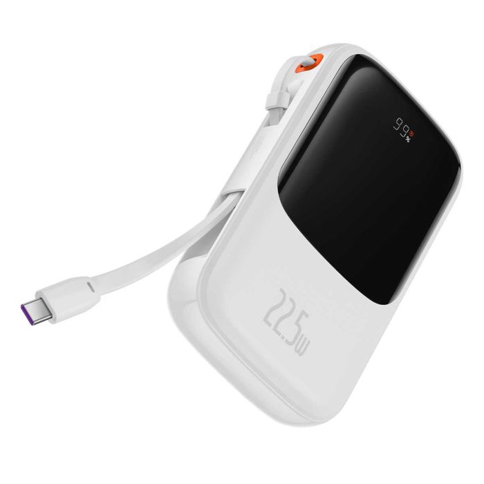 Baseus Qpow Pro Digital Display Fast Charge 20W з вбудованим кабелем Type-C на 10000 mAh (PPQD020102) White