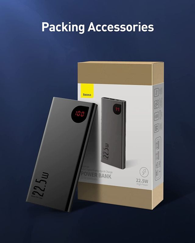 Baseus Adaman Metal Digital Display Quick Charge 10000 mAh 22.5W Black PPIMDAB0A
