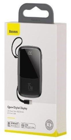 Baseus Qpow 10000 mAh 15W+TypeC з підтримкою швидкого заряджання Black