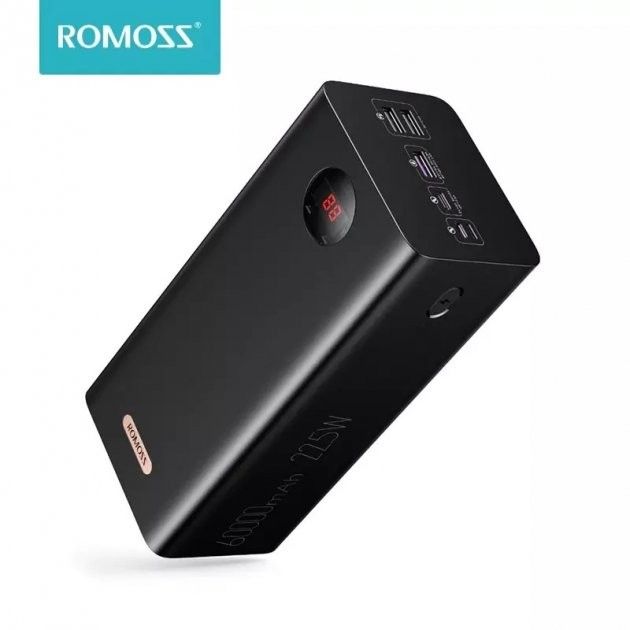Romoss PEA60 60000 mAh (3USB+Type-C) з швидкою зарядкою 22.5W SCP QC3.0 PD3.0, чорний