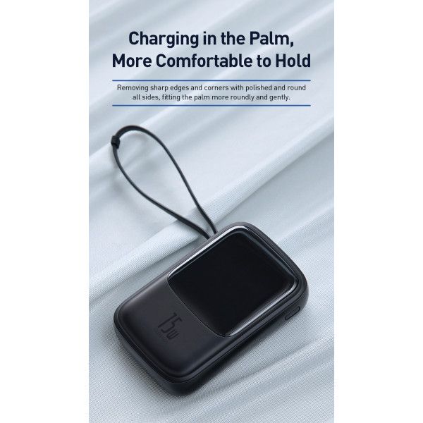 Baseus Q Pow 10000 mAh premium 15W 3A с технологией QC3.0+PD3.0 и iP кабелем карманная стильная Mini Black