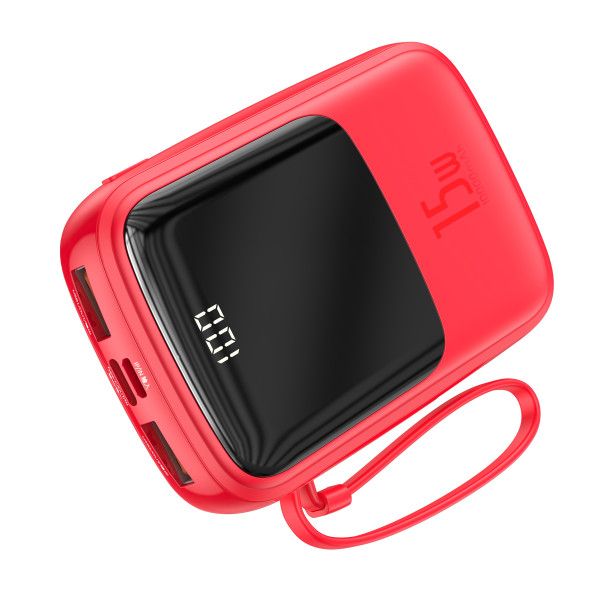 Baseus Q Pow 10000 mAh premium 15W 3A с технологией QC3.0+PD3.0 и iP кабелем карманная стильная Mini Red