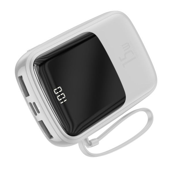 Baseus Q Pow 10000 mAh premium 15W 3A с технологией QC3.0+PD3.0 и Type-C кабелем карманная стильная Mini White