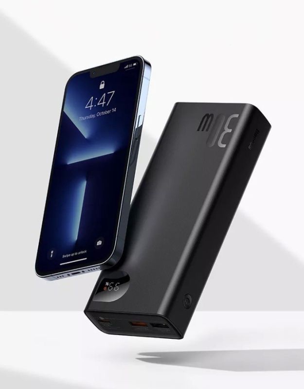 Baseus  Adaman Metal Digital Display 20000 mAh 30W з 2 роз'ємами USB та 1 Type-c Чорний