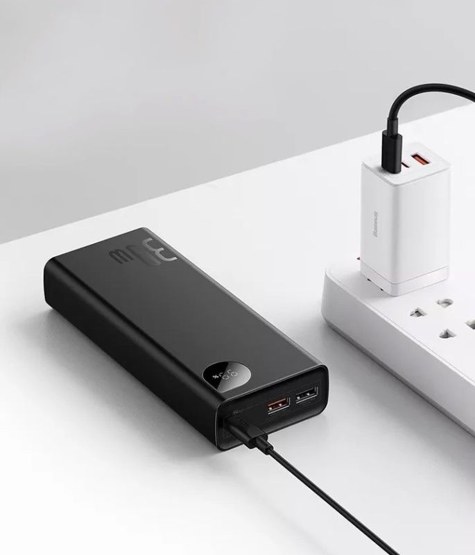 Baseus  Adaman Metal Digital Display 20000 mAh 30W з 2 роз'ємами USB та 1 Type-c Чорний