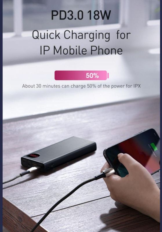 Baseus  20000 mAh 22.5W 2xUSB 2.1A, micro-USB, Type-C, портативна батарея