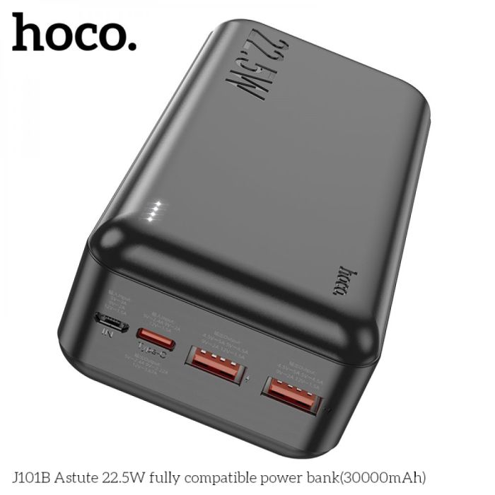 Hoco J101A Astute 22.5W fully compatible 30000 mAh, Black