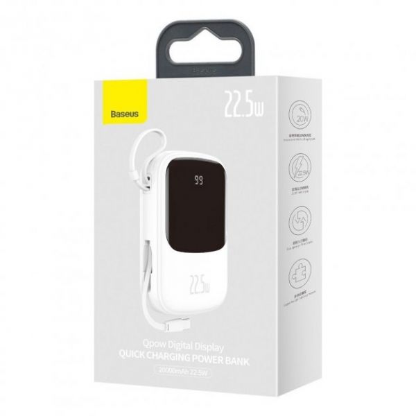 Baseus 20000 mAh Cable q Pow Display 20w (ppqd-h02) White