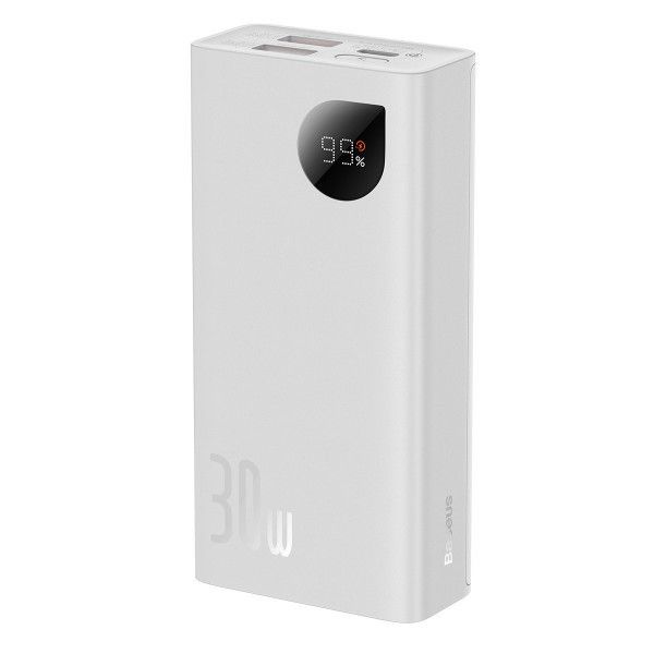 Повербанк 10000 мАг 30Вт Type-C 2x USB білий Baseus Adaman2 PPAD040002