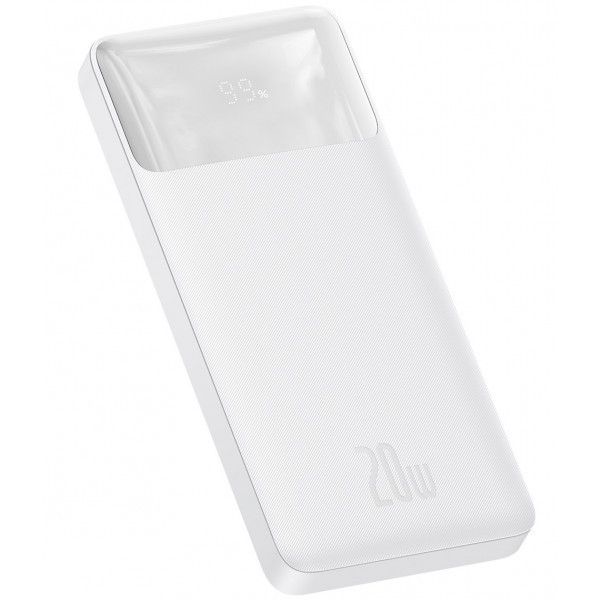 Baseus 10000 mAh 20W 3A з швидким заряджаннямBipow Digital Display 2USB/1Type-C QC Білий (PPDML-L02)