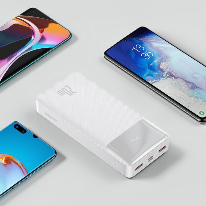 Baseus 20000 mAh зі швидкою зарядкою 2USB/1Type 3A/20W white (PPBD050302)