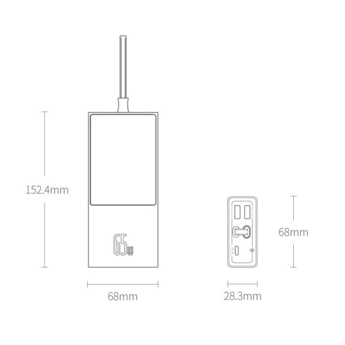 Baseus Elf 20000 mAh 2USB/1Type-C+Type-C Cable, 5A/65W Black (PPJL000001)
