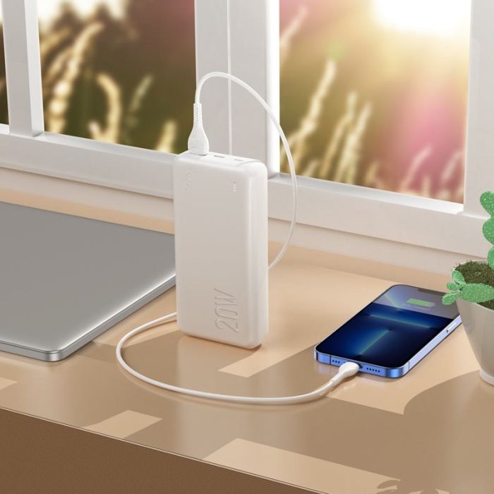 Hoco J87A Tacker зі швидкою зарядкою (20000 mAh 1USB/1Type-C, PD 20W/3A, QC/PD) - Білий