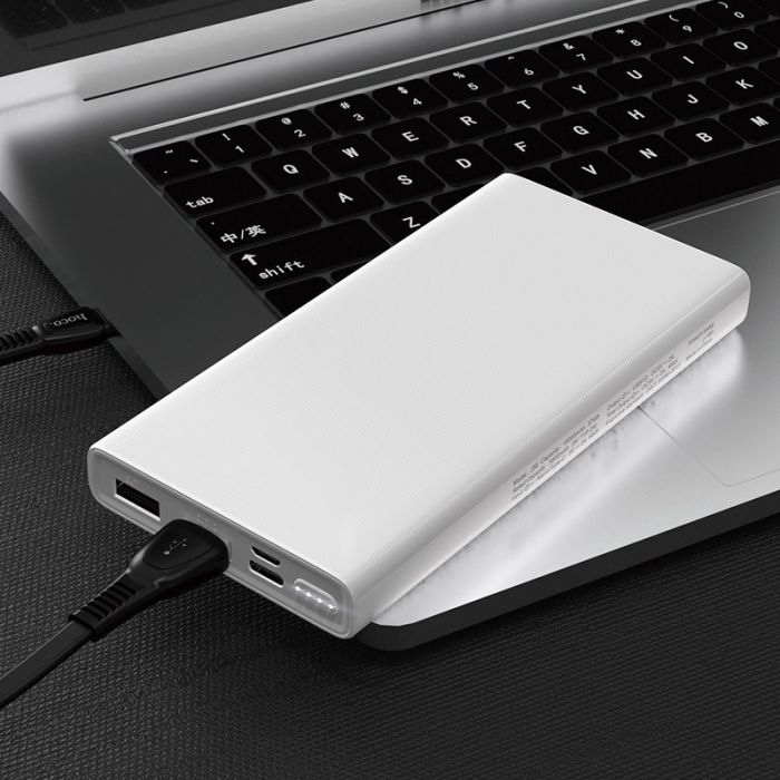 Hoco J55 Neoteric з LED індикатором (10000 mAh, 2USB/1Type-C/micro-USB, 5V/2A) - Білий