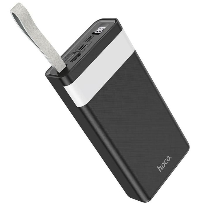 Hoco J73 Powerful зі швидкою зарядкою та потужним ліхтариком (30000 mAh, 2USB + Type-C/Micro-USB/Lightning, PD 20W/3A, QC/PD) - Чорний