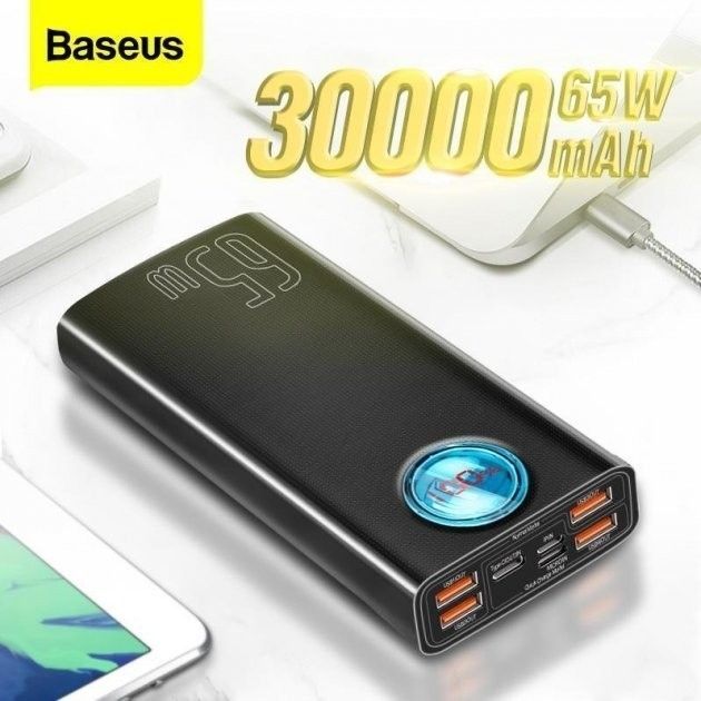 Baseus PowerBank 30000 mah 65W Delivery/Quick Charge 3.0 Black