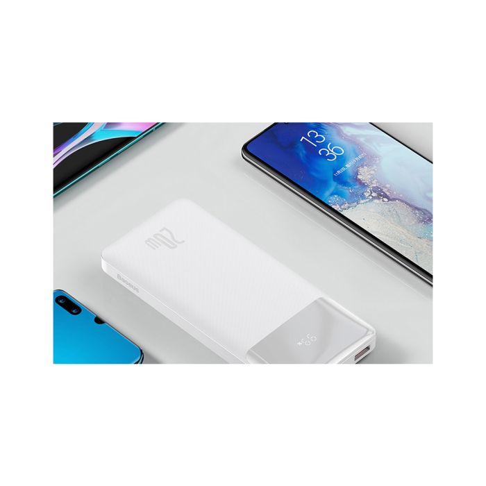 Baseus Bipow 20000 mAh, 15W, USB-C/3A, 2*USB-A/3A(max.), white (PPDML-J02)