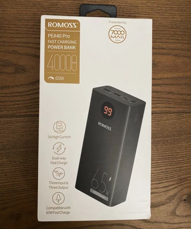 Romoss 65W 40000 mAh QC 3.0 PD PEA40 Pro Black