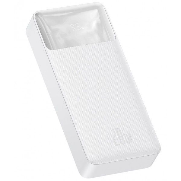 Зовнішній акумулятор повербанк Power Bank BASEUS 20000mAh |2USB / 1Type-C, PD / QC, 20W, 3A| White