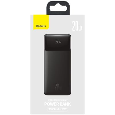Baseus Bipow 20000 mAh, PD/20W, QC3.0/USB-C, 2*USB-A/3A(max.), black (PPDML-M01)