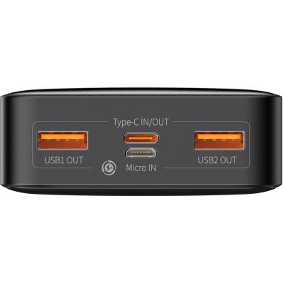 Baseus Bipow 20000 mAh, PD/20W, QC3.0/USB-C, 2*USB-A/3A(max.), black (PPDML-M01)