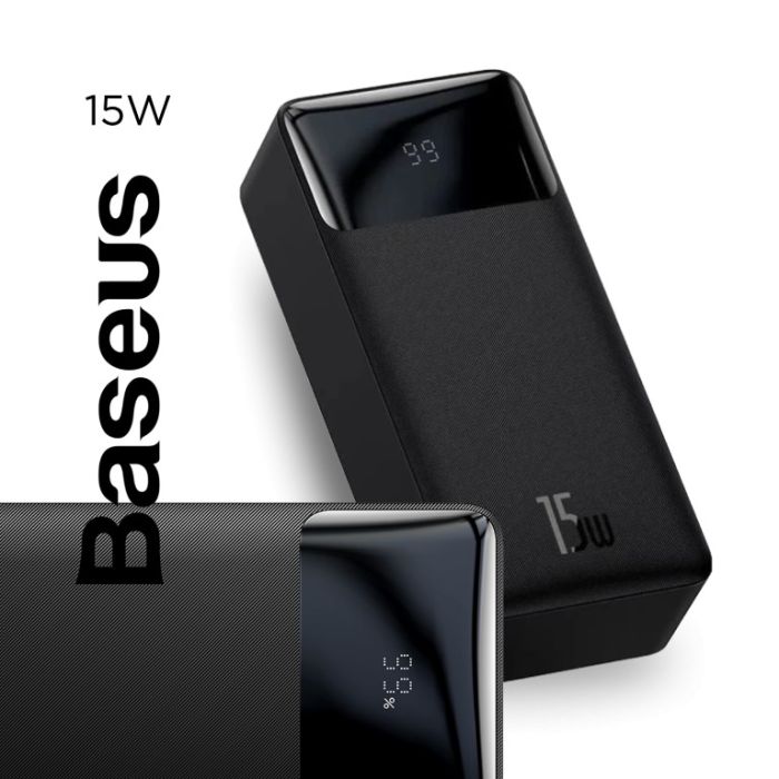 Baseus Bipow Digital Display 30000 mAh 15W / 2USB / 1Type-C, 3A (PPDML-K01) Black