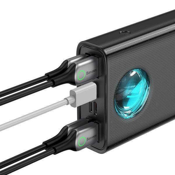 Baseus Amblight 30000 mAh 65W 6A з технологією QC3.0+PD3.0 + кабель Baseus Xiaobai series Type-C to Type-C 1м Чорний